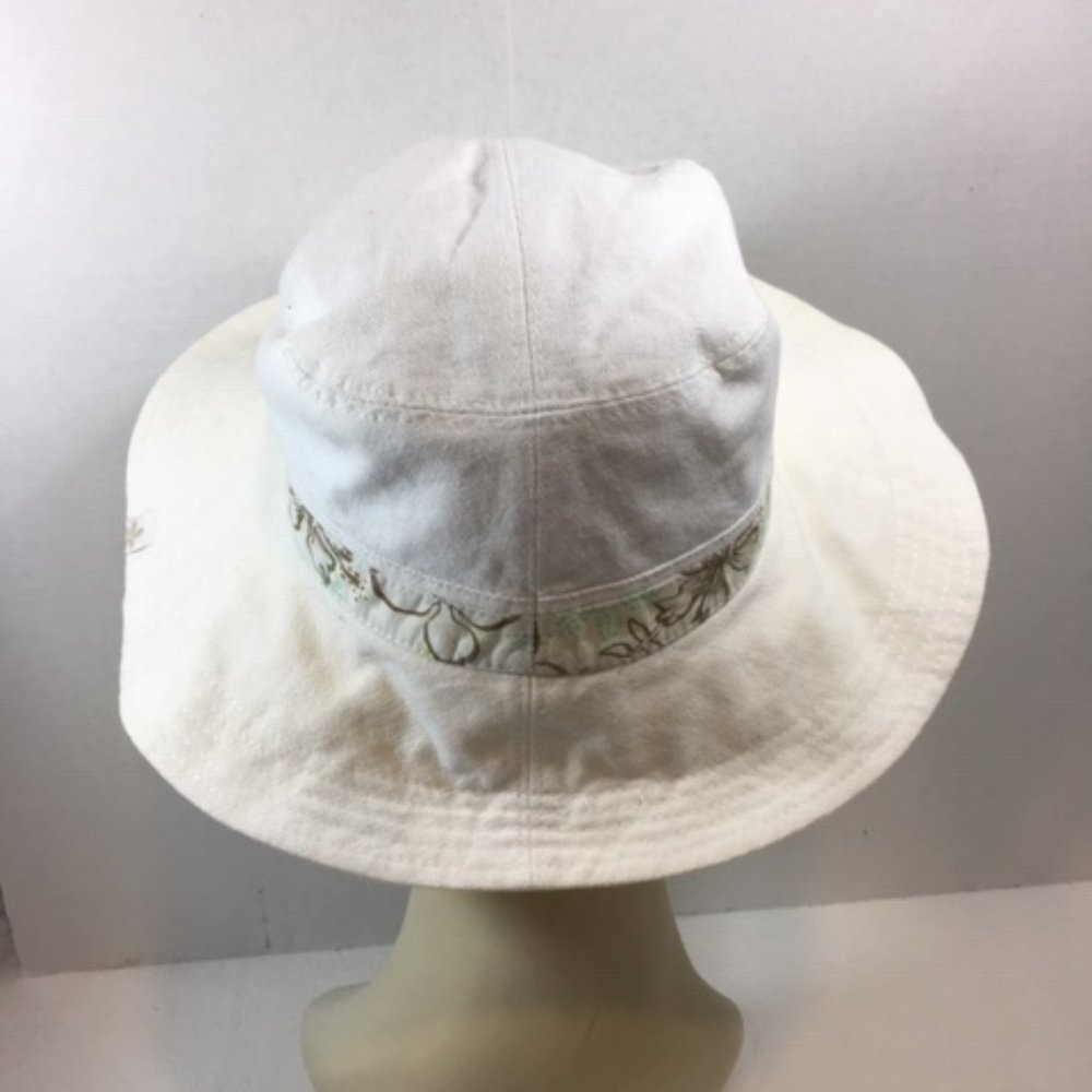 Kooringal Cotton Sun Collapsible Travel Hat White w/Floral Band - Picture 4 of 14